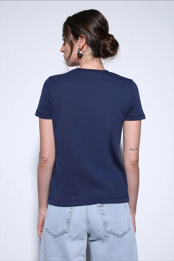 T-shirt basique Antioch Navy pour femmes