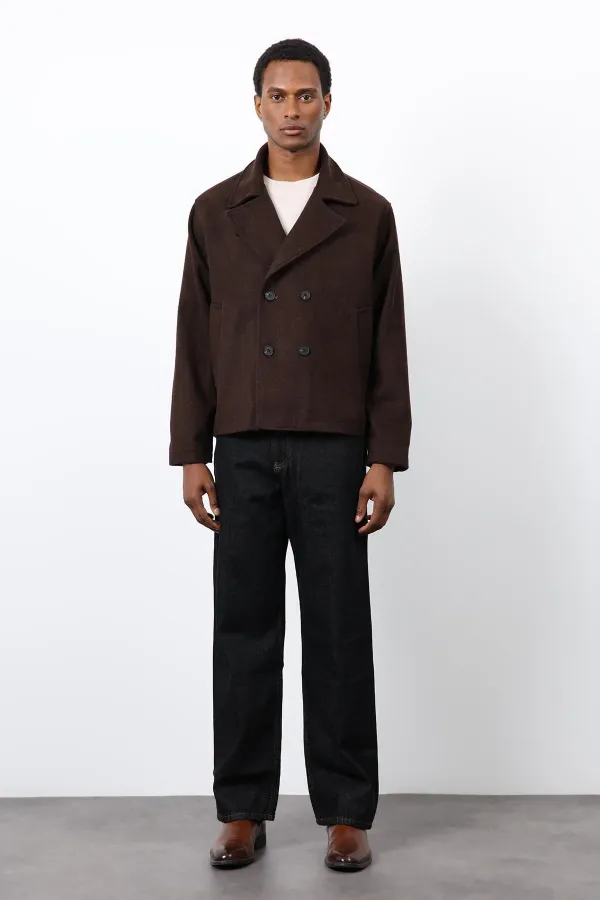 Antioch Coffee Double-Breasted Short Men's Coat