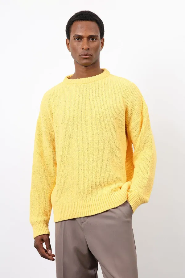Pull en maille jaune Antioch pour homme