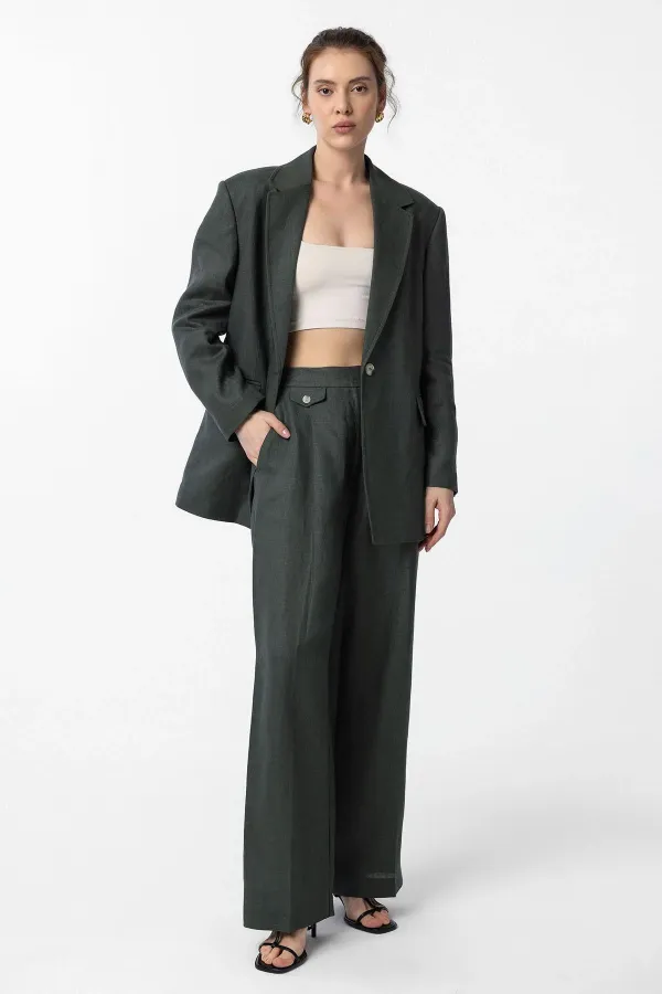 Veste blazer femme Antioch Khaki 100% lin