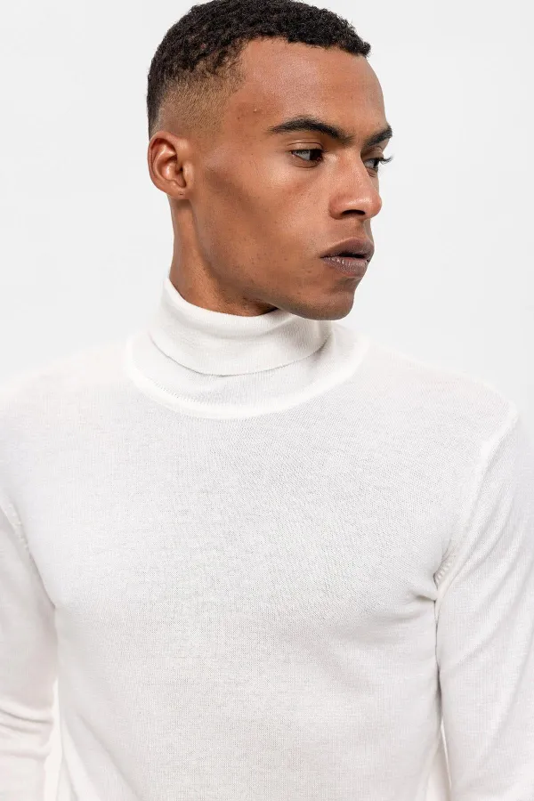 Pull à col roulé Antioch Ecru pour homme