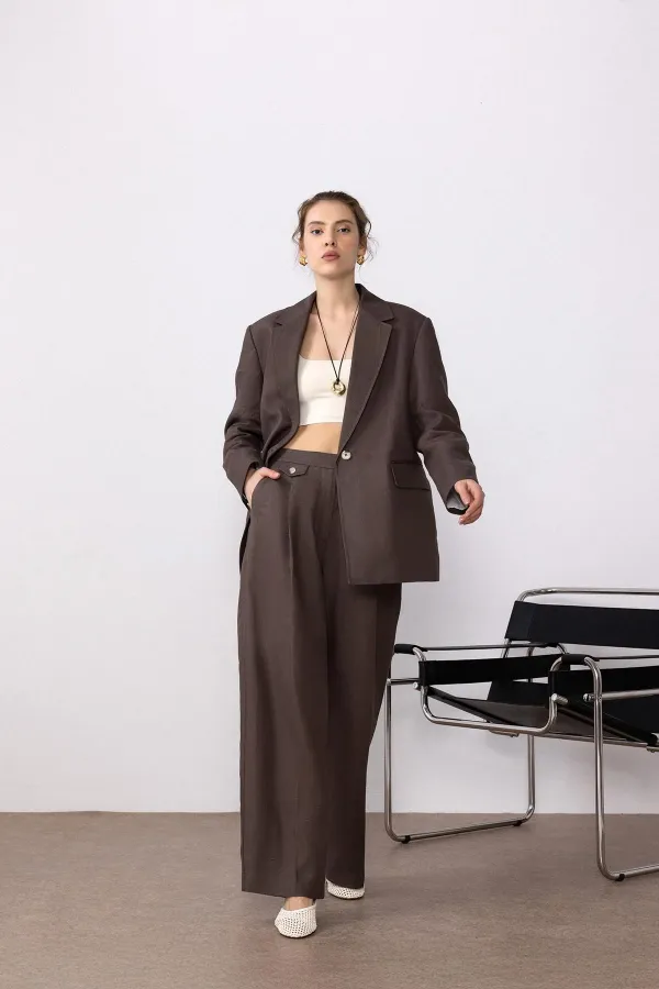 Antioch Coffee 100% Linen Women's Blazer Jacket