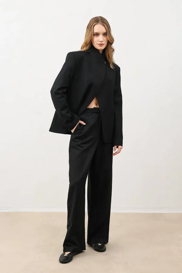 Antioch Siyah Dik Yaka Kadın Blazer Ceket