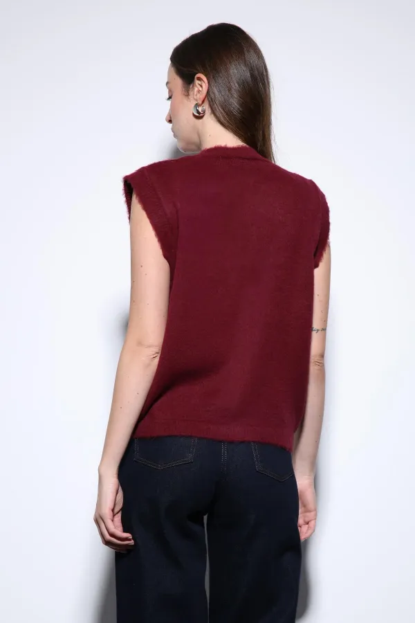 Antioch Burgundy Textured Women's Knitted Vest