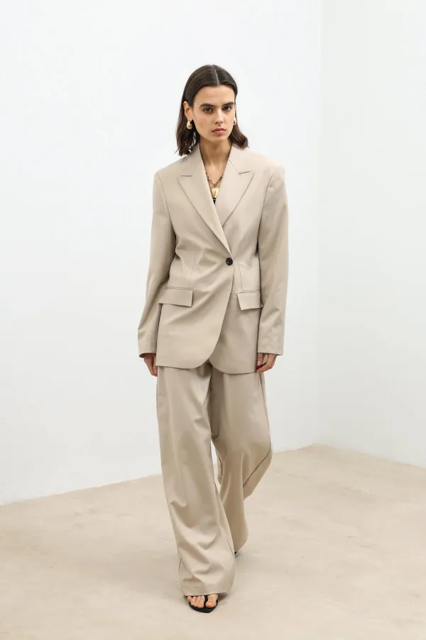 Antioch Beige Double-Breasted Women's Blazer