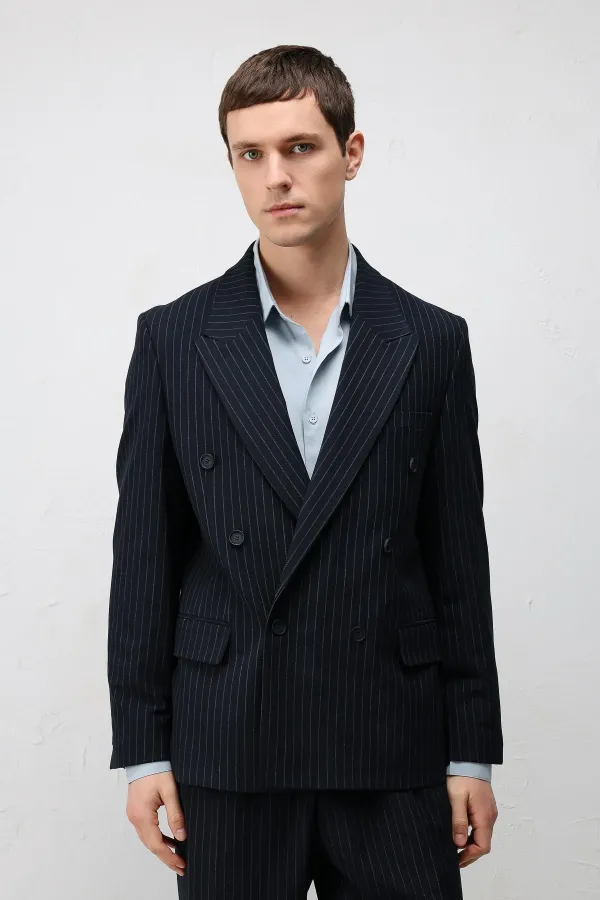 Costume rayé Antioch Navy coupe décontractée pour homme