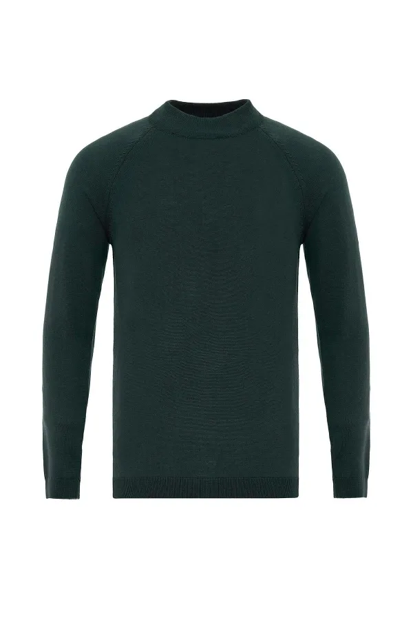Pull en maille pour homme Antioch Green à col roulé semi-roulé