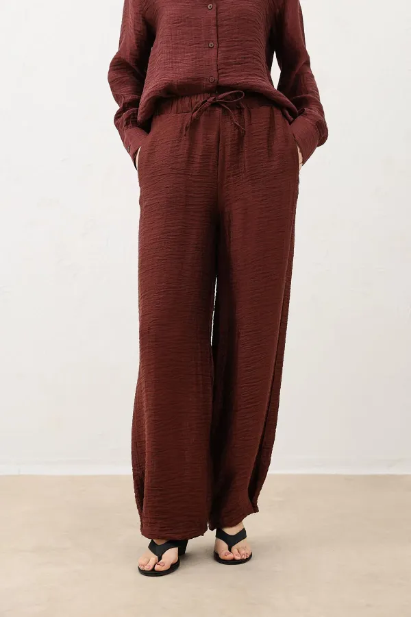 Pantalon drapé à jambes ajustables Antioch Burgundy pour femme