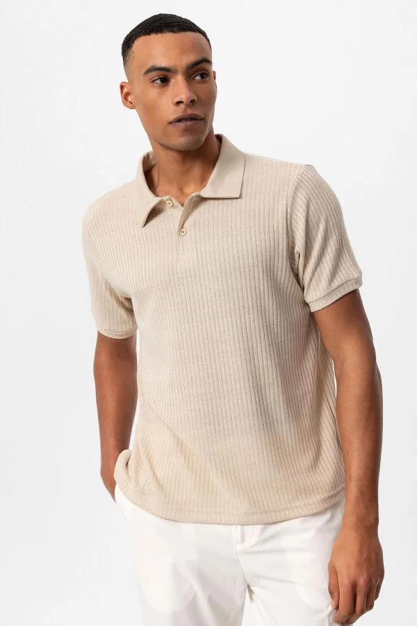 Antioch Bej Slim Fit Polo Yaka Erkek T-Shirt
