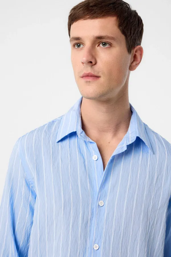 Antioch Bebe Blue Relax Fit Striped Boys' Shirt