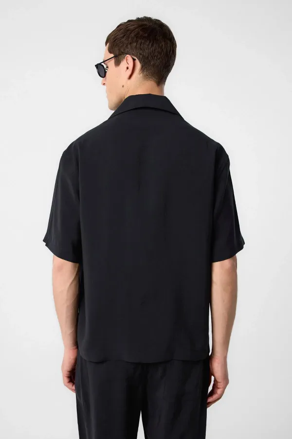 Antioch Black Apache Collar Modal Fabric Men's Shirt