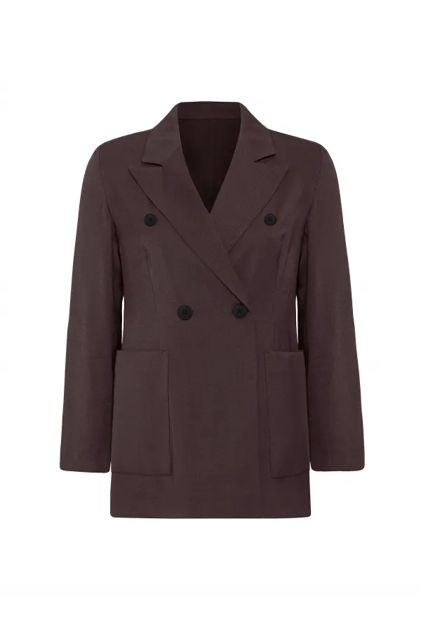 Antioch Kahve Kruvaze Kadın Blazer Ceket