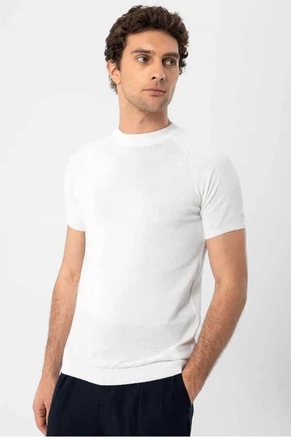 Antioch Ekru Bisiklet Yaka Triko T-Shirt