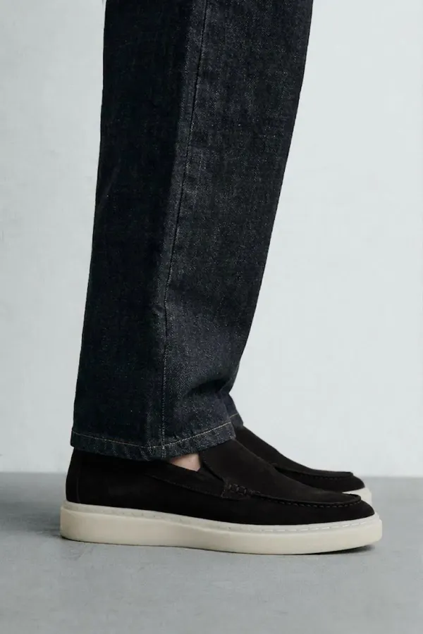 Mocassins Antioch en cuir suédé noir cousu