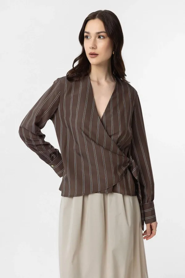 Antioch Coffee Draped Kimono Women's Shirt