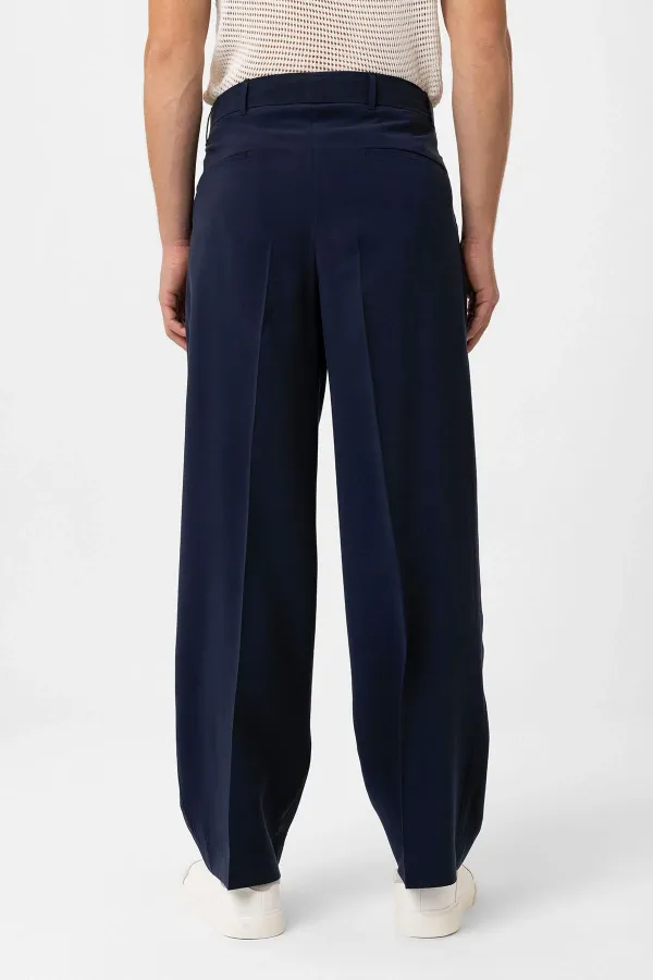 Pantalon homme Antioch Navy en modal, coupe décontractée et ceinture