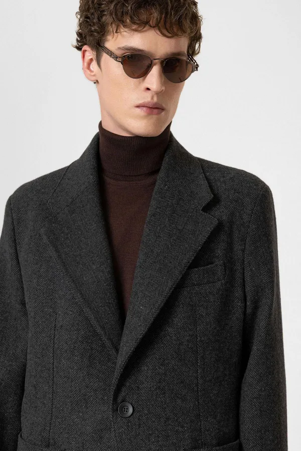 Blazer oversize pour homme Antioch anthracite à chevrons