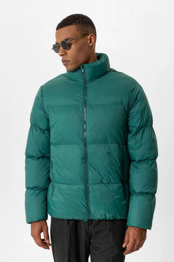 Veste Antioch Green à col montant rembourrée en caoutchouc