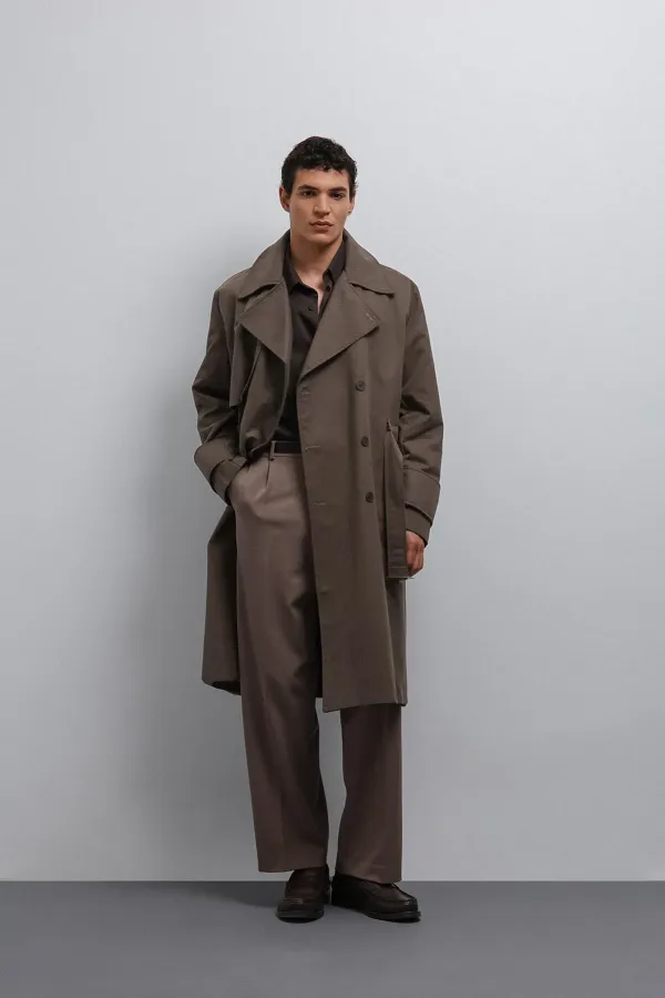 Trench-coat Antioch marron clair coupe décontractée pour homme