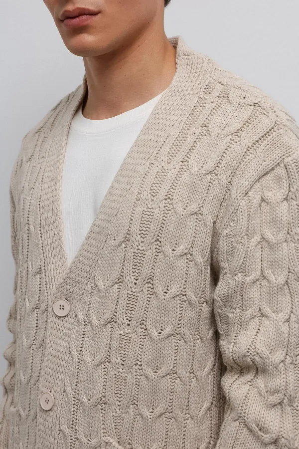 Gilet pour homme Antioch écru à tresse texturée