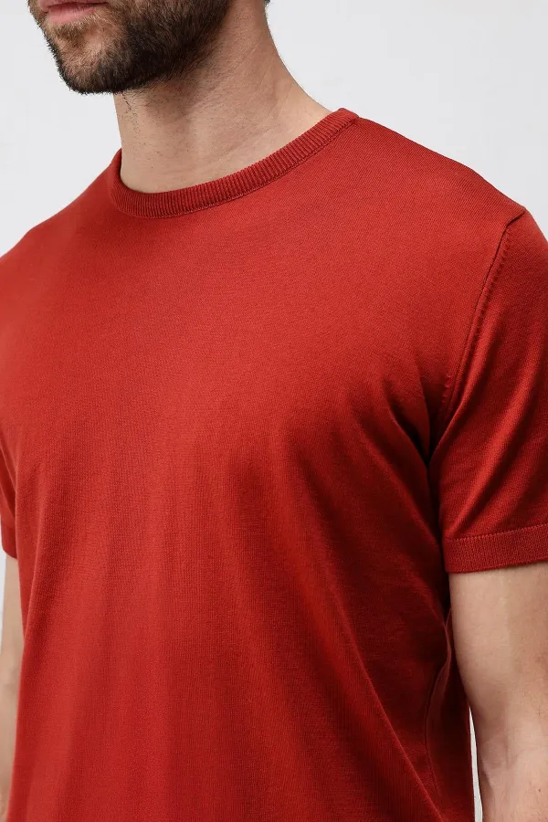 Antioch Red Comfort Slim Knit T-Shirt