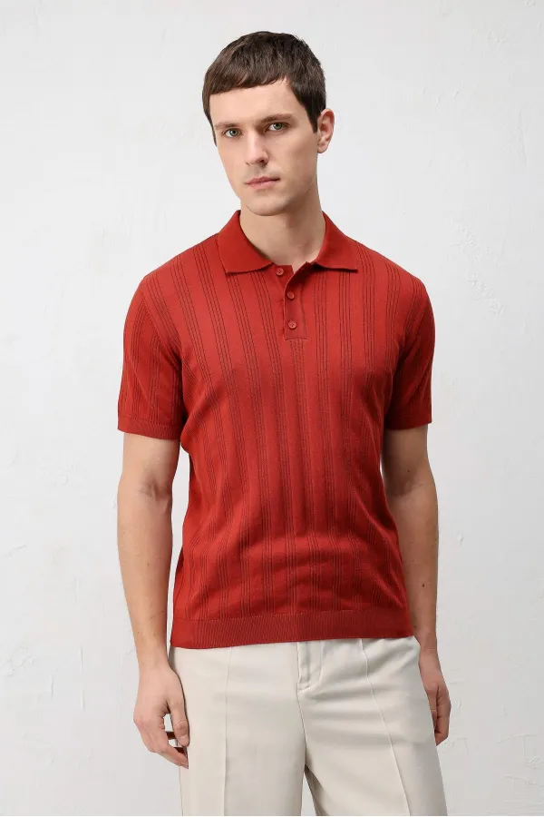 Polo homme Antioch rouge en maille texturée