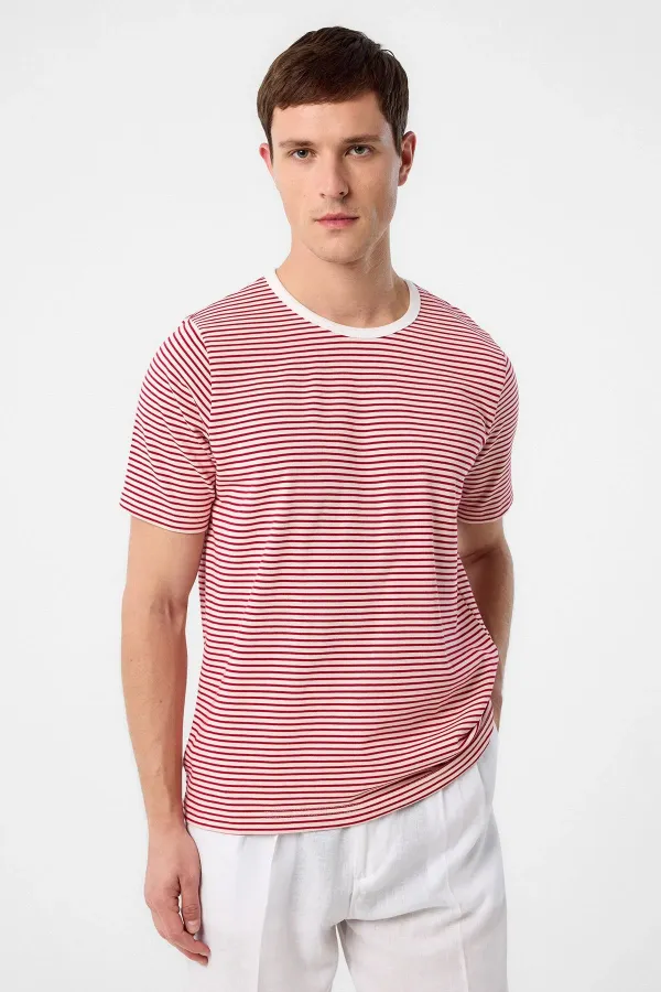 T-shirt rayé rouge Antioch coupe classique pour homme