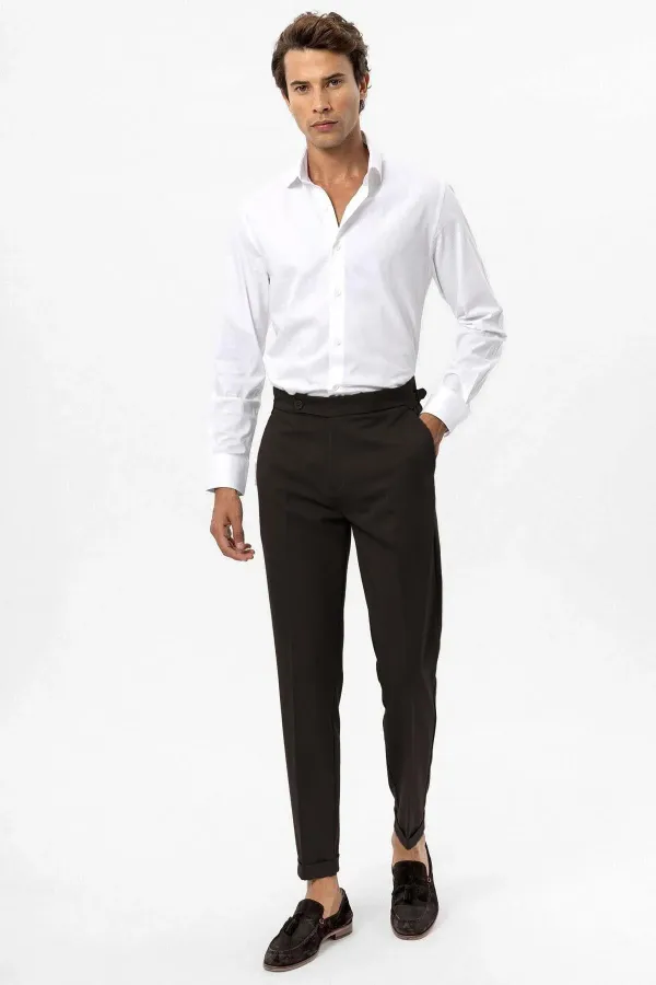 Antioch Kahve Yüksek Bel Regular Fit Erkek Pantolon