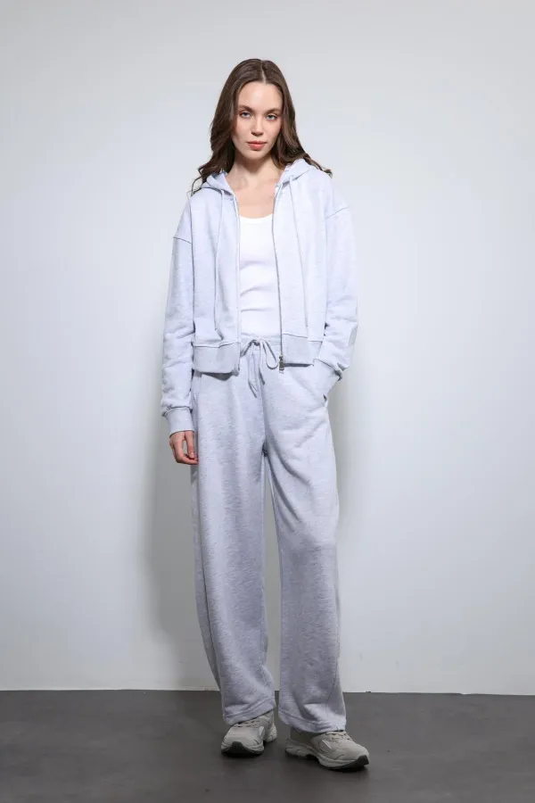 Antioch Gri Melanj Kapüşonlu Eşofman Takım