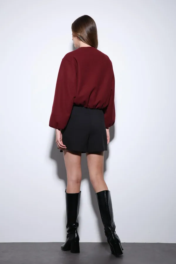 Veste courte Antioch bordeaux pour femme avec taille élastique