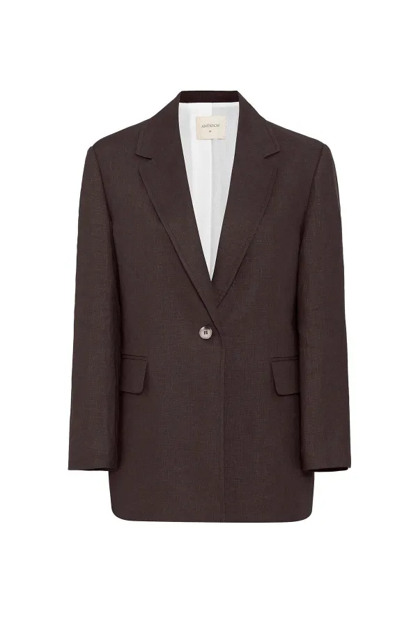 Antioch Coffee 100% Linen Women's Blazer Jacket