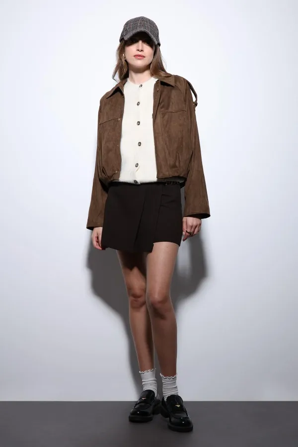 Antioch Taba Süet Görünümlü Bomber Kadın Mont