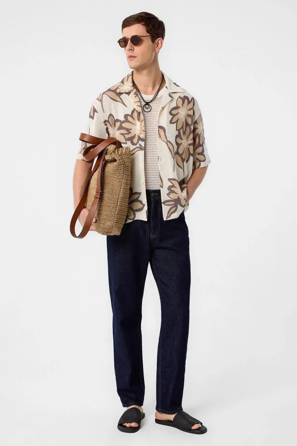 Antioch Beige Patterned Men's Shirt