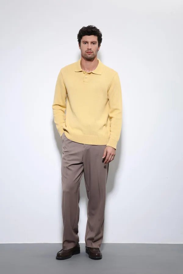 Pull basique pour homme Antioch jaune à col polo