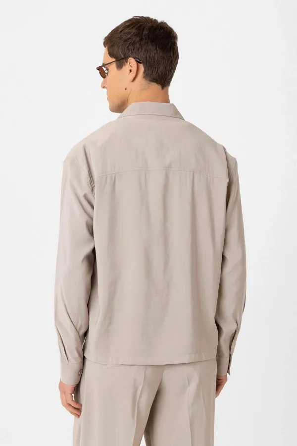Antioch Bej Relax Fit Modal Kumaş Erkek Gömlek