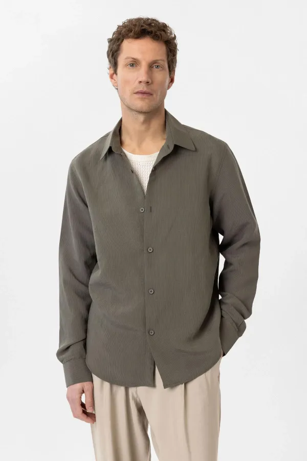Antioch Khaki Relax Fit Modal Fabric Men's Shirt