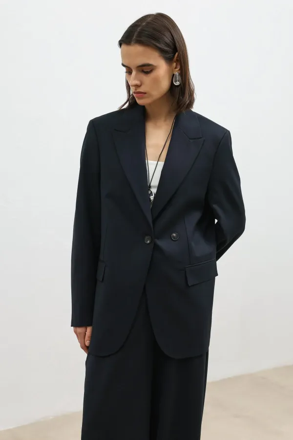 Antioch Navy Double-Breasted Women's Blazer