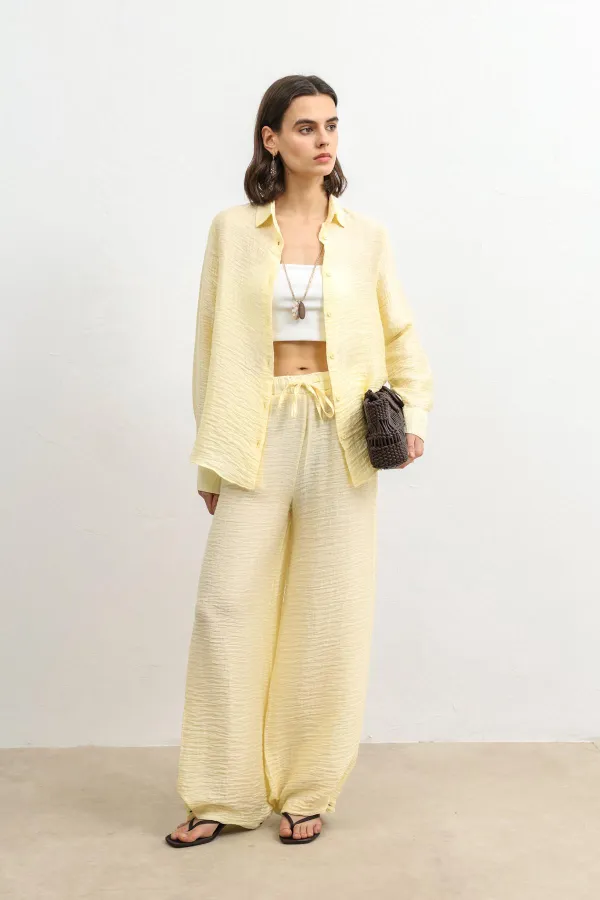 Antioch Sarı Ayarlanabilir Paça Dökümlü Kadın Pantolon