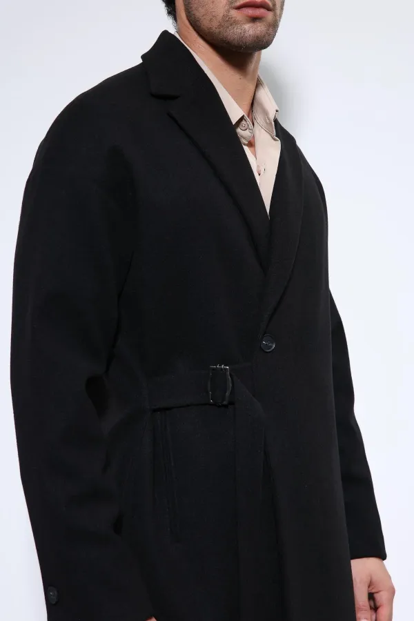 Antioch Black Belted Oversize Men's Coat Antioch Black Belted Oversize Men's Coat