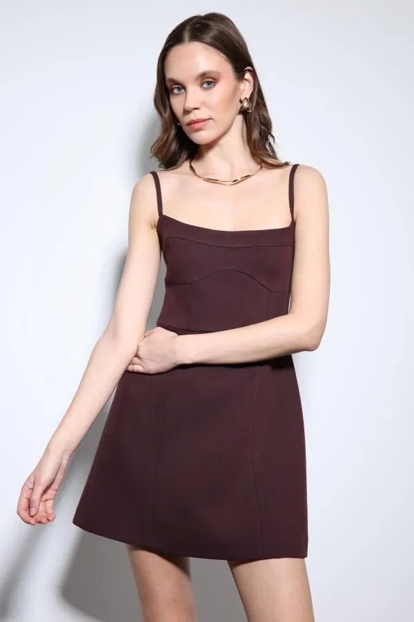 Antioch Bordo Askılı Elbise
