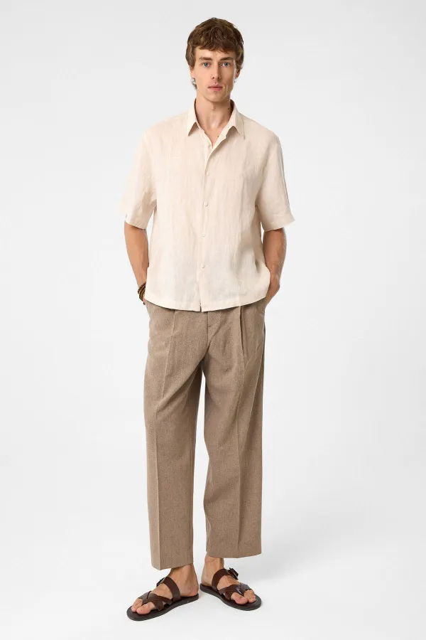 Antioch Beige 100% Linen Relaxed Men's Shirt