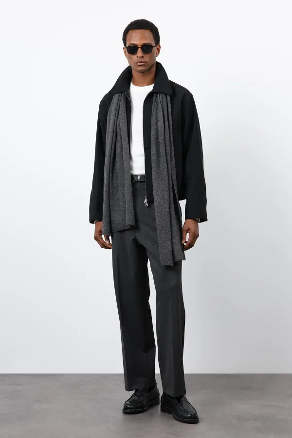 Antioch Siyah Regular Fit Dokulu Erkek Mont