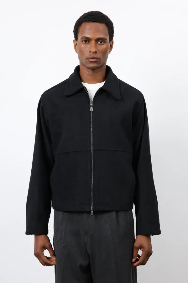 Antioch Siyah Regular Fit Dokulu Erkek Mont