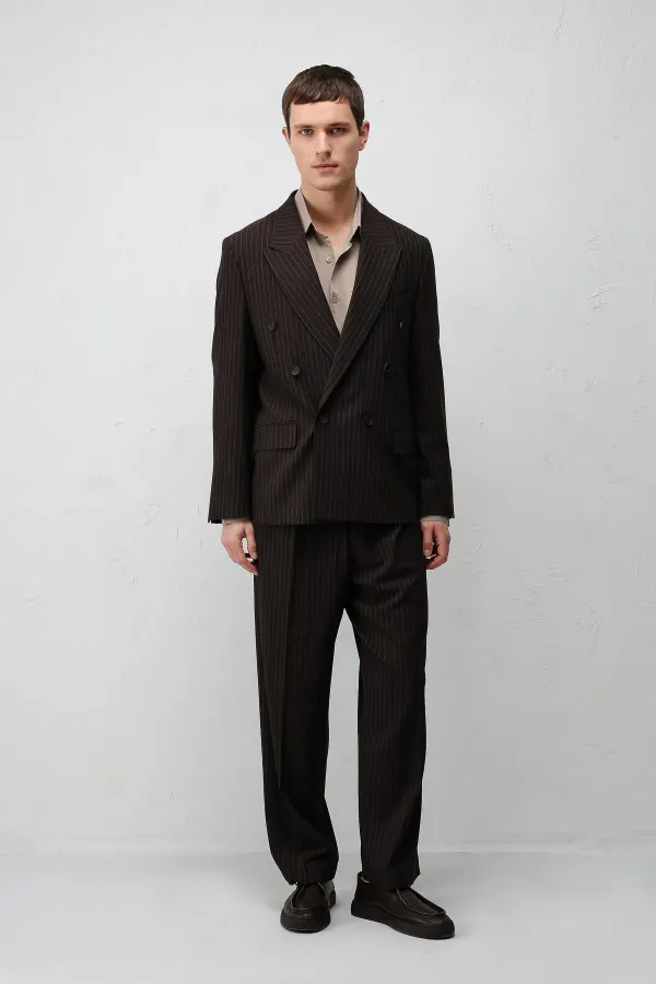 Costume rayé coupe décontractée Antioch Coffee pour homme