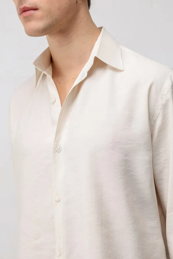 Antioch Beige Modal Blend Relax Fit Men's Shirt