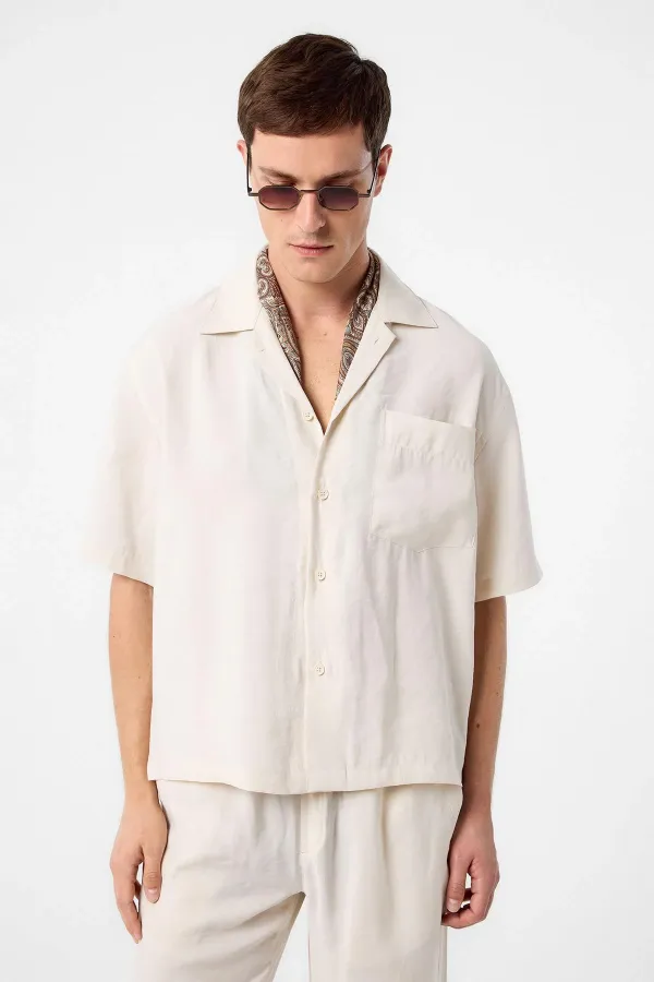Chemise homme Antioch Ecru Apache à col Apache en tissu modal