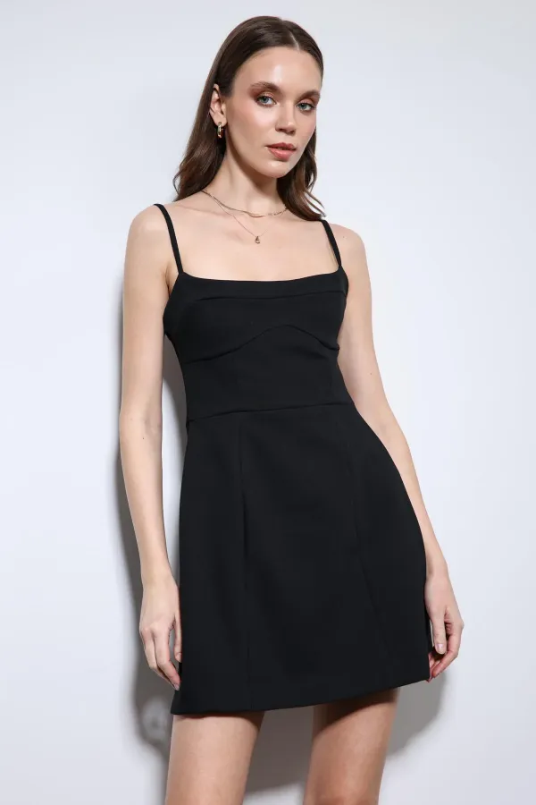 Antioch Siyah Askılı Elbise