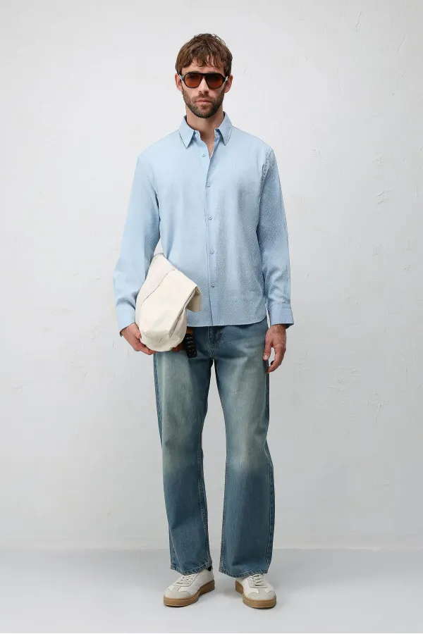 Antioch Bebe Blue Modal Blend Textured Boys' Shirt