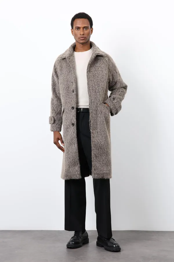 Antioch Coffee Faux Fur Men's Coat