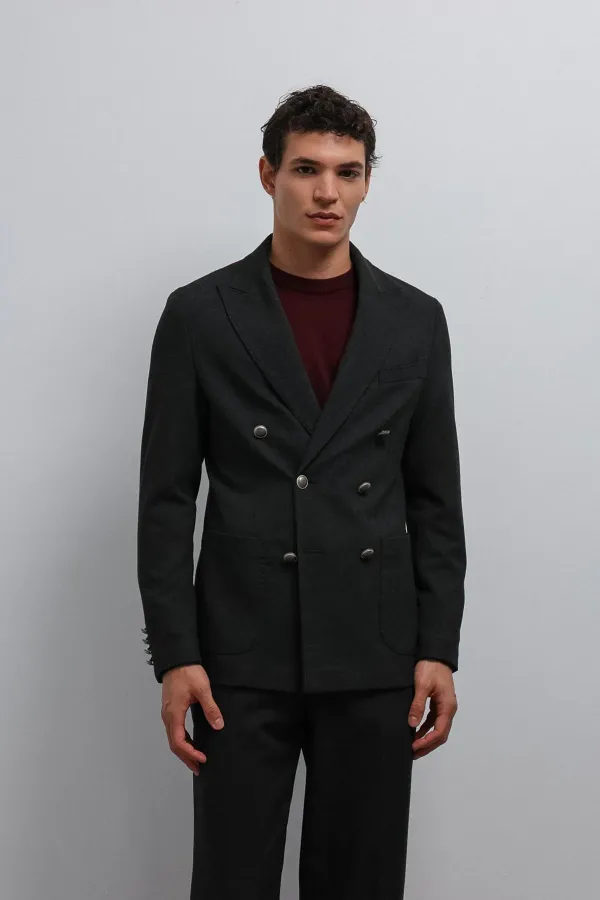 Veste blazer homme Antioch anthracite non doublée à double boutonnage